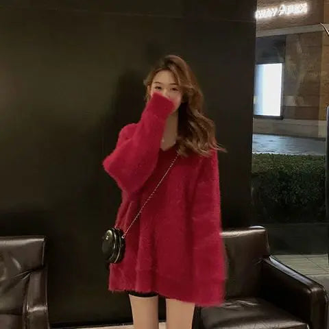 Pullovers Women Tender Loose Harajuku Chic Stylish Femme Korean Style Student Soft Elegant Aesthetic All-match Friends Casual