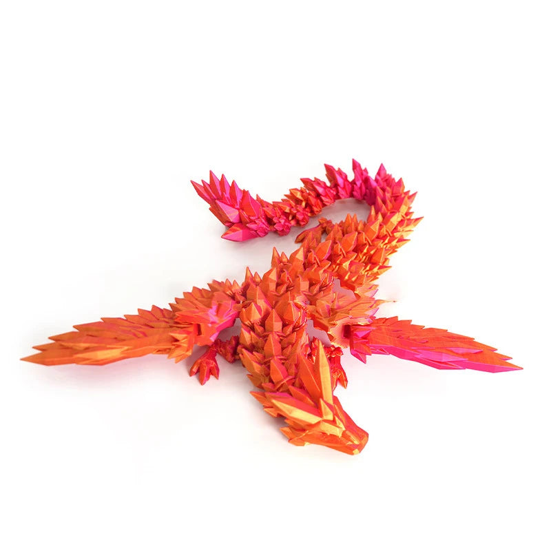 3D Printed Dragon Feathered Wyvern Dragon Articulated Fidget Dragon Home Office Decor Desktop Pet Desk Toy