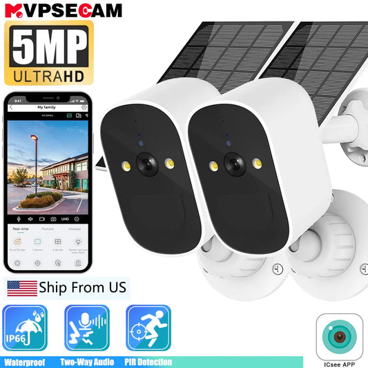 5MP HD Surveillance Solar Camera Wireless WiFi Security Battery Powered IP Camera Home Survalance Protection Rechargeable ICsee