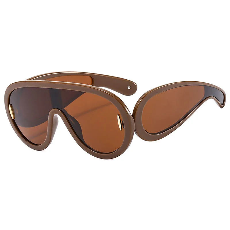 SHAUNA Oversized Women Goggle Sunglasses Trending Men One-Piece Mirror Shades UV400