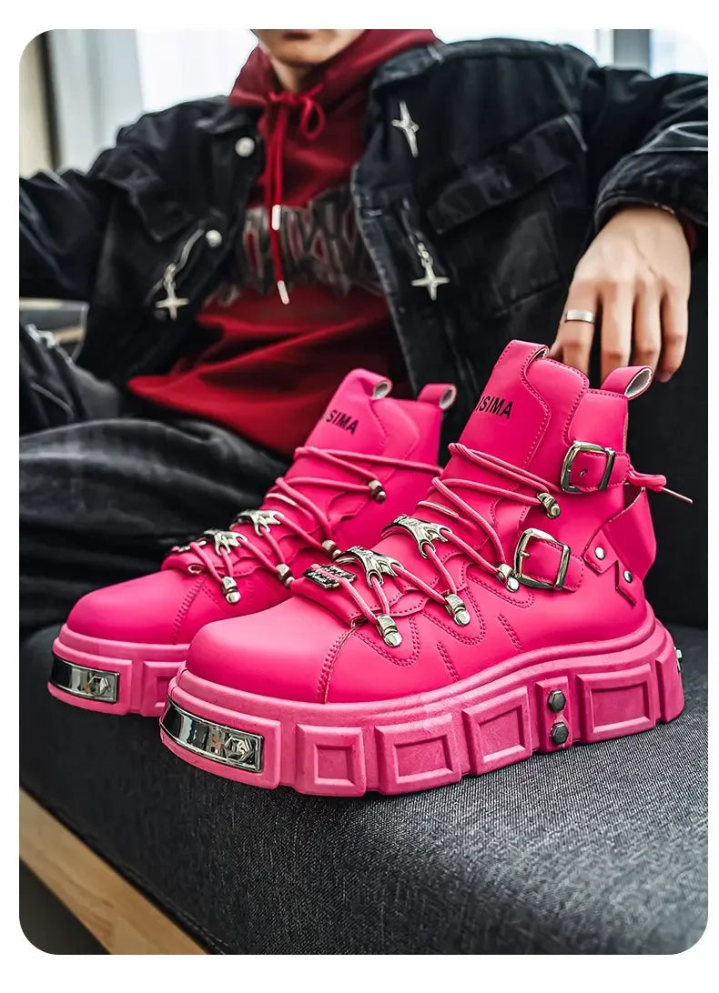 Boots For Man Fashion Rivet Leather Design Luxury Shoes Gothic Black Street Hip Hop punk Rock ankle boots Men Motorcycle shoes