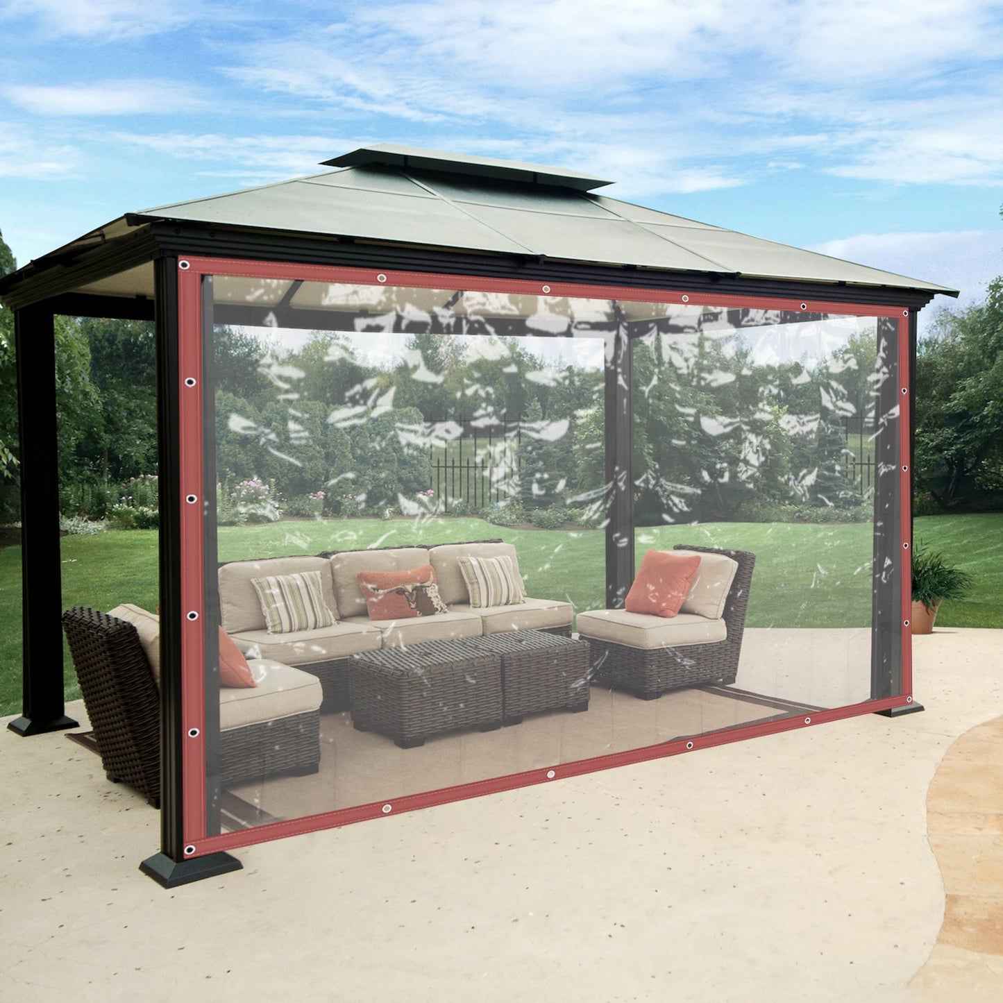2.5×2.5m PVC Tarpaulin Waterproof Transparent Tarpaulin Weatherproof Durable Canopies Foldable Rain Cover