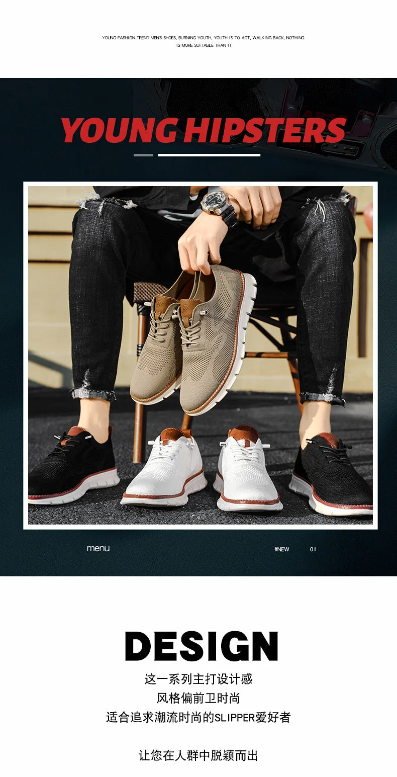Men Casual Shoes Breeze Stylish Oxfords Fashion Formal Business Urban Breathable Shoes for Male Non Slip Dress Sneakers for Man