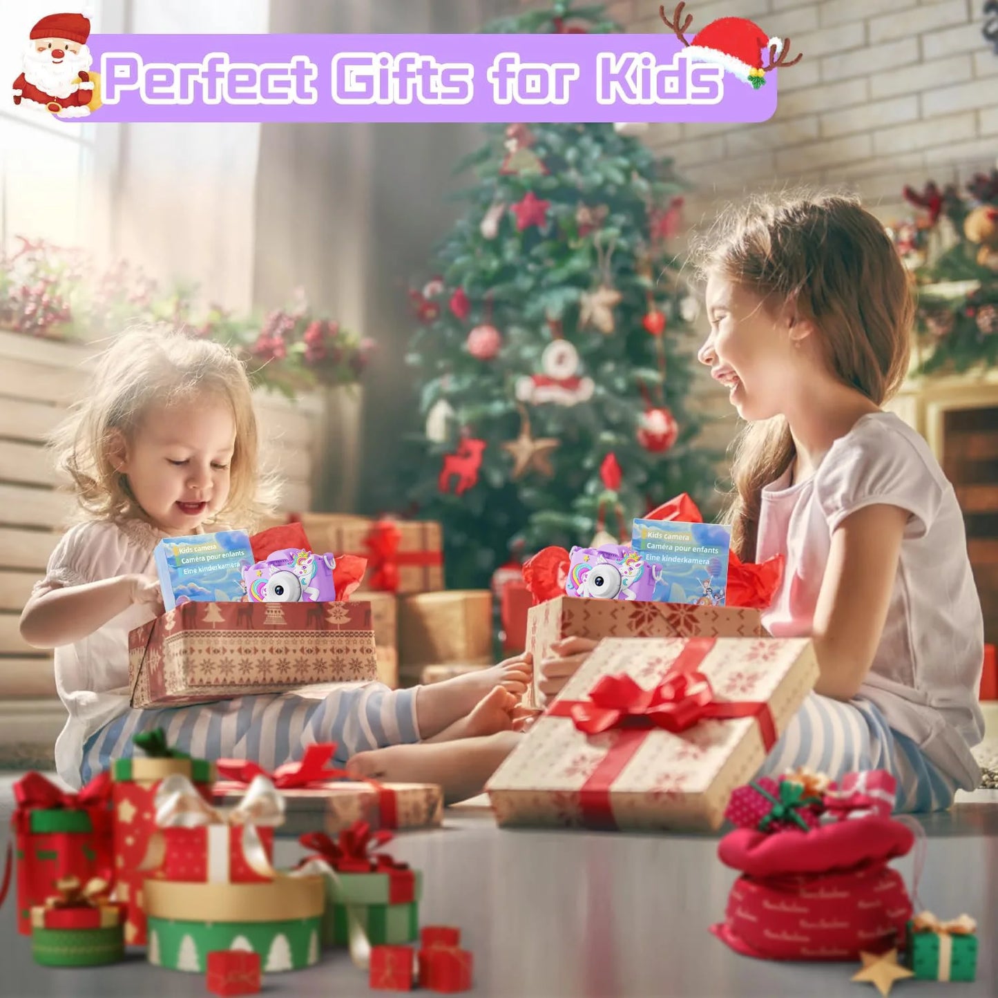 Kids Camera Toys for Boys Girls Selfie HD Digital Video Shockproof Camcorder Christmas Birthday Girls 32GB Card Included