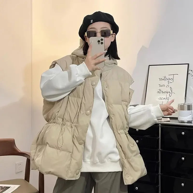 Warm Vest for Women Quilted Solid Color New Outerwear Clothes Fashion 2025 Waistcoat Woman Insulated Elegant Cheap Demi-season