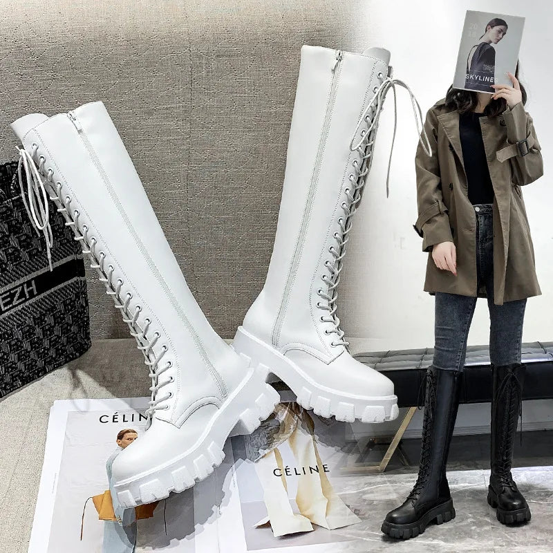High Boots for Women 2025 New Women's Boots Fashion Womens Casual Shoes Wear-resistant Non-slip Women Platform Shoes Botas Mujer
