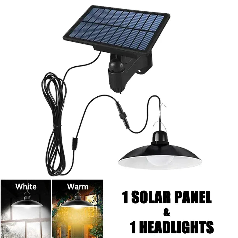Solar Pendant Lamp Outdoor Waterproof Chandelier Light Hanging Shed LED Decorations with Remote Control for Indoor Shed Barn Roo