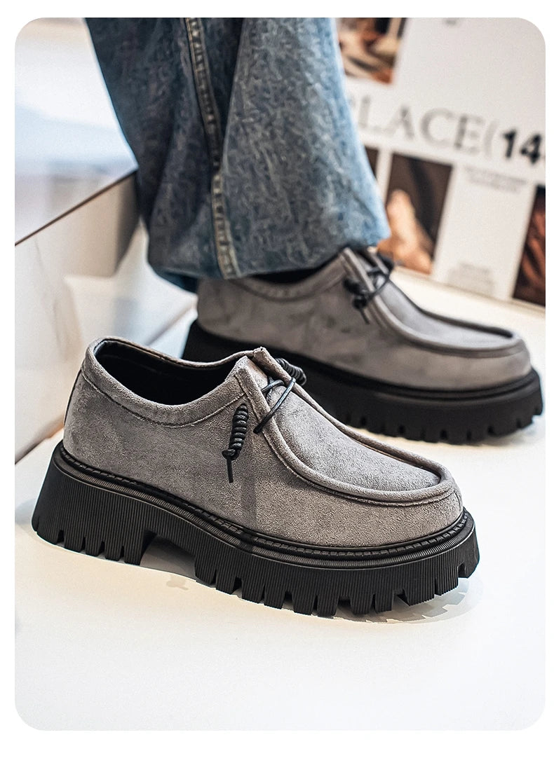 Men's Shoes 2025 Autumn New Style High-heel Thick-soled Loafers, Durable and Retro Casual Shoes, Everyday Street Trend Sneakers
