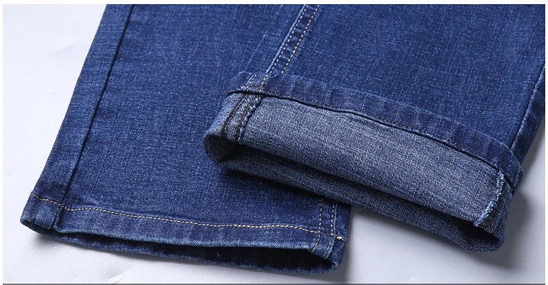 Men Fashion Straight Jeans Men 2024 New Stretch Slim Fit Pants Comfortable Soft Business Denim Trousers Male Brand Clothing