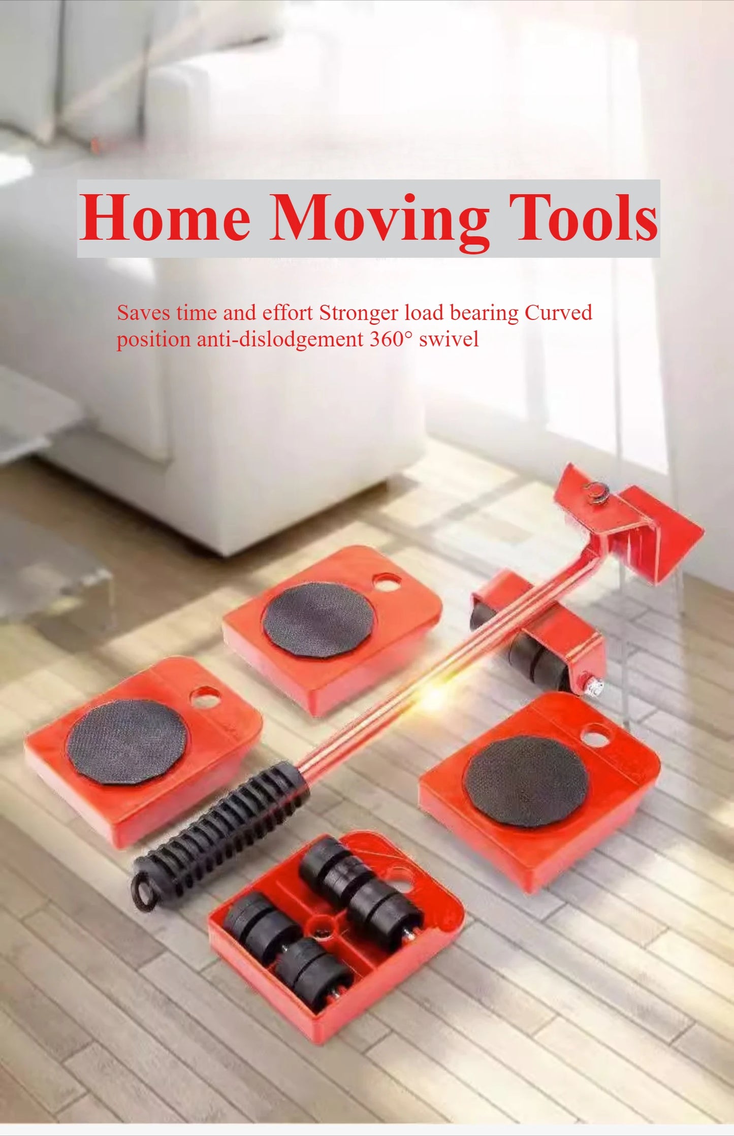1Set Heavy Duty Furniture Lifter Mover Roller with Wheel Bar Moving Device Lifting Helper Furniture Moving Transport Tool