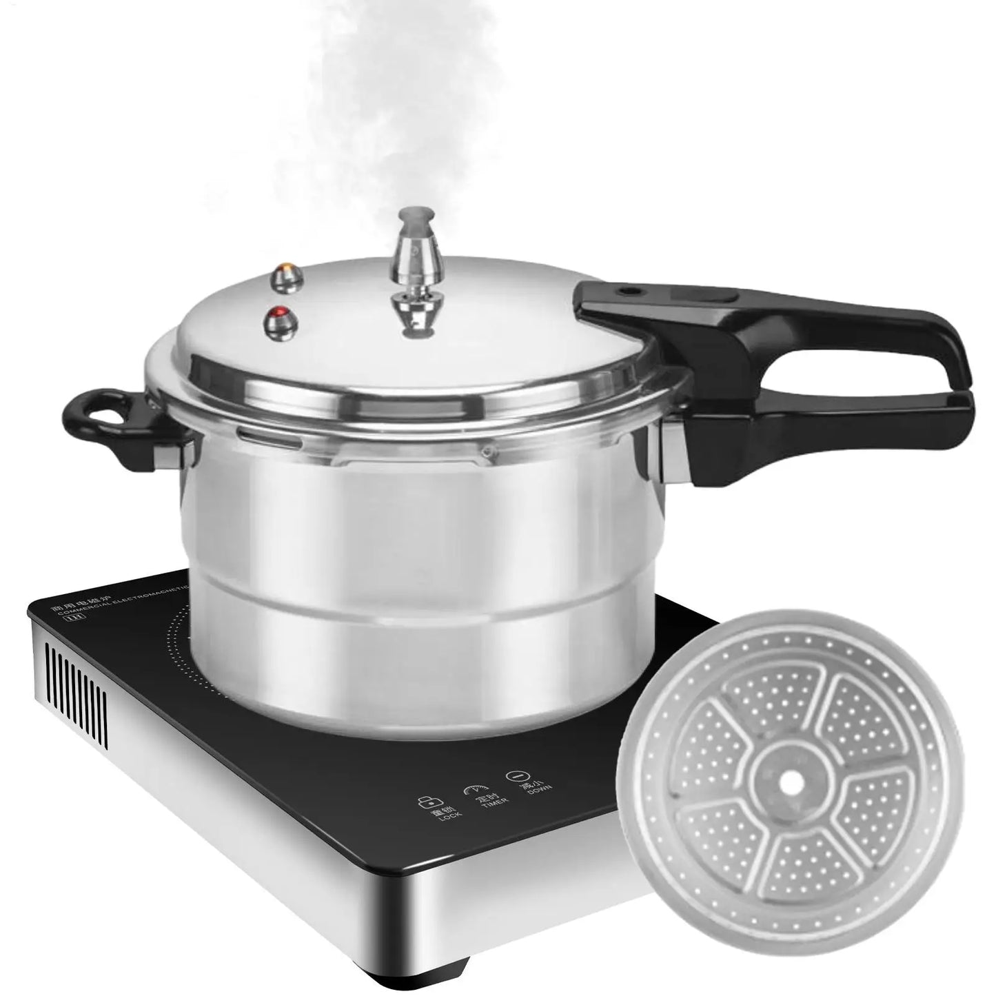 Pressure Cooker 5L Pressure Cookware with Steamer Insert Aluminum Alloy Cookware for Meat Poultry Seafood Vegetable Kitchen Cook
