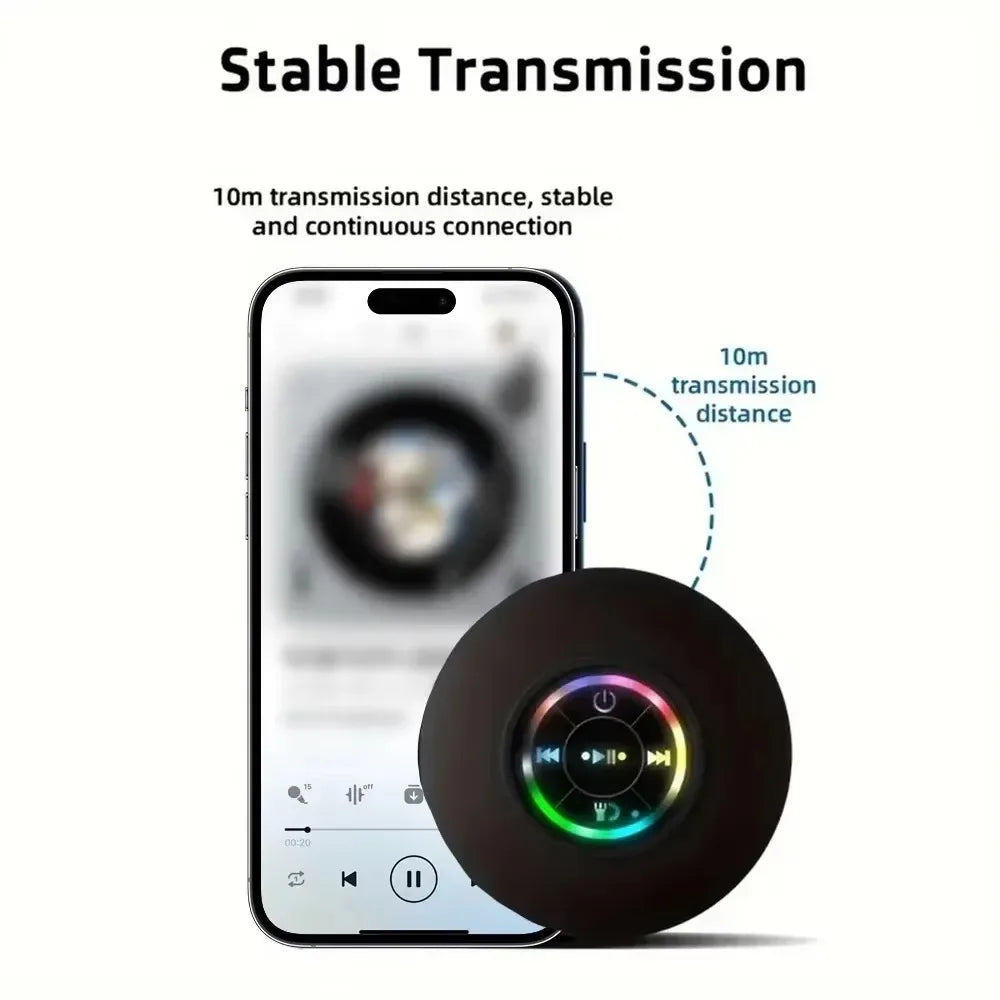 2025 Bathroom Waterproof Wireless LED Bluetooth Speaker Large Suction Cup Mini Portable Speaker Outdoor Sports Stereo Speaker