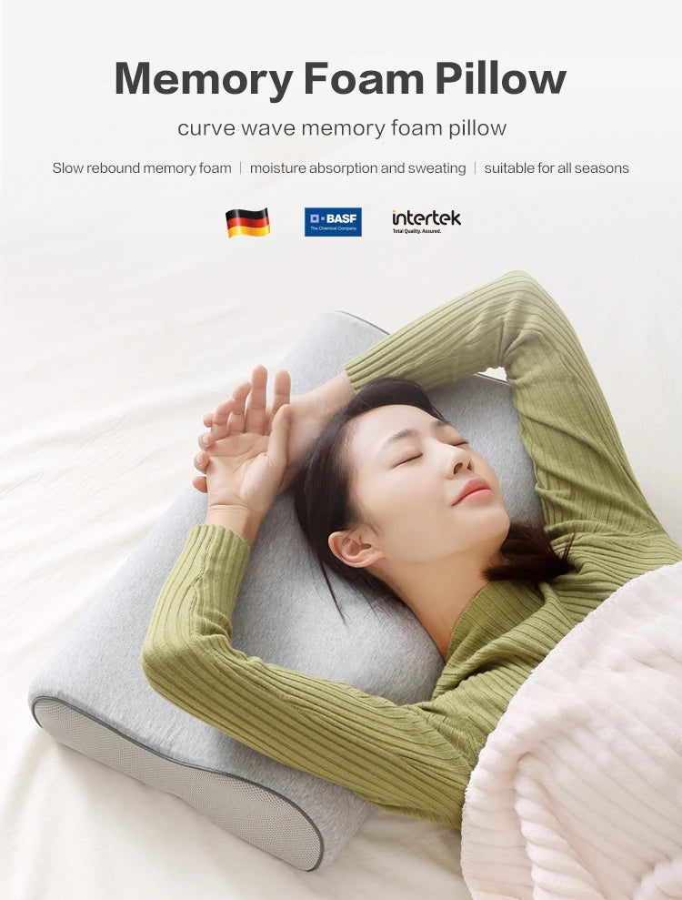 Orthopedic Memory Foam Pillow Neck Protection Slow Rebound Memory Pillow Wave Curve Shape Health Cervical Neck