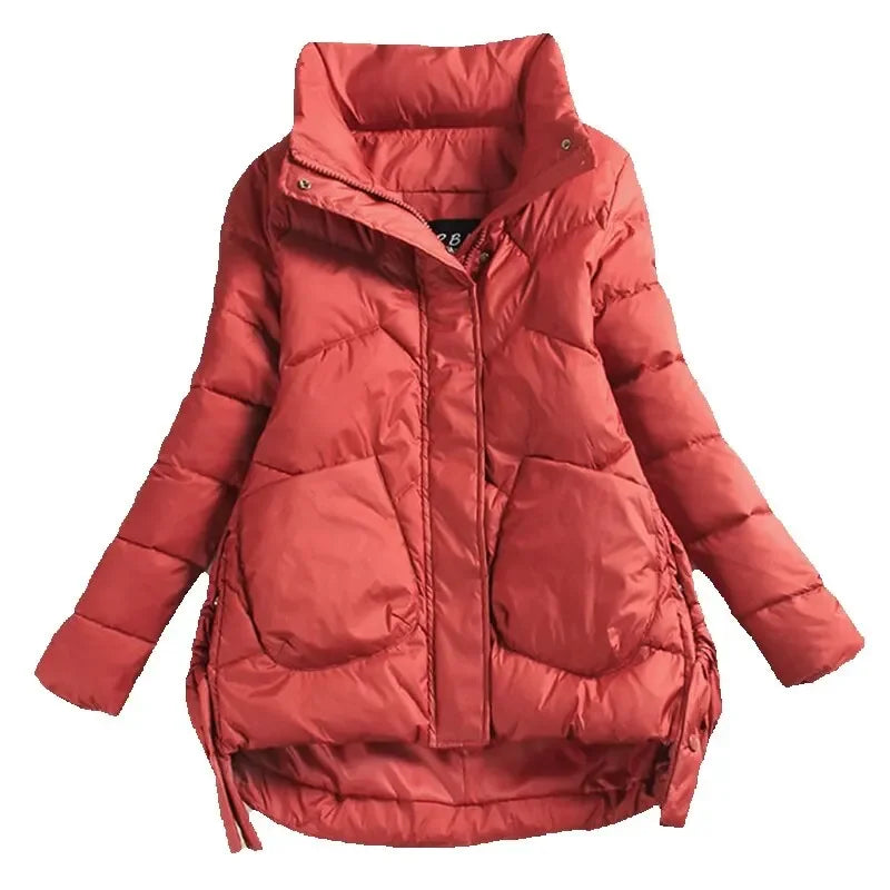 Winter Warm Coat Women's Fashion New Solid Color Hood Filled Down Cotton Coat Women's Clothing Winter Jacket Women 2023