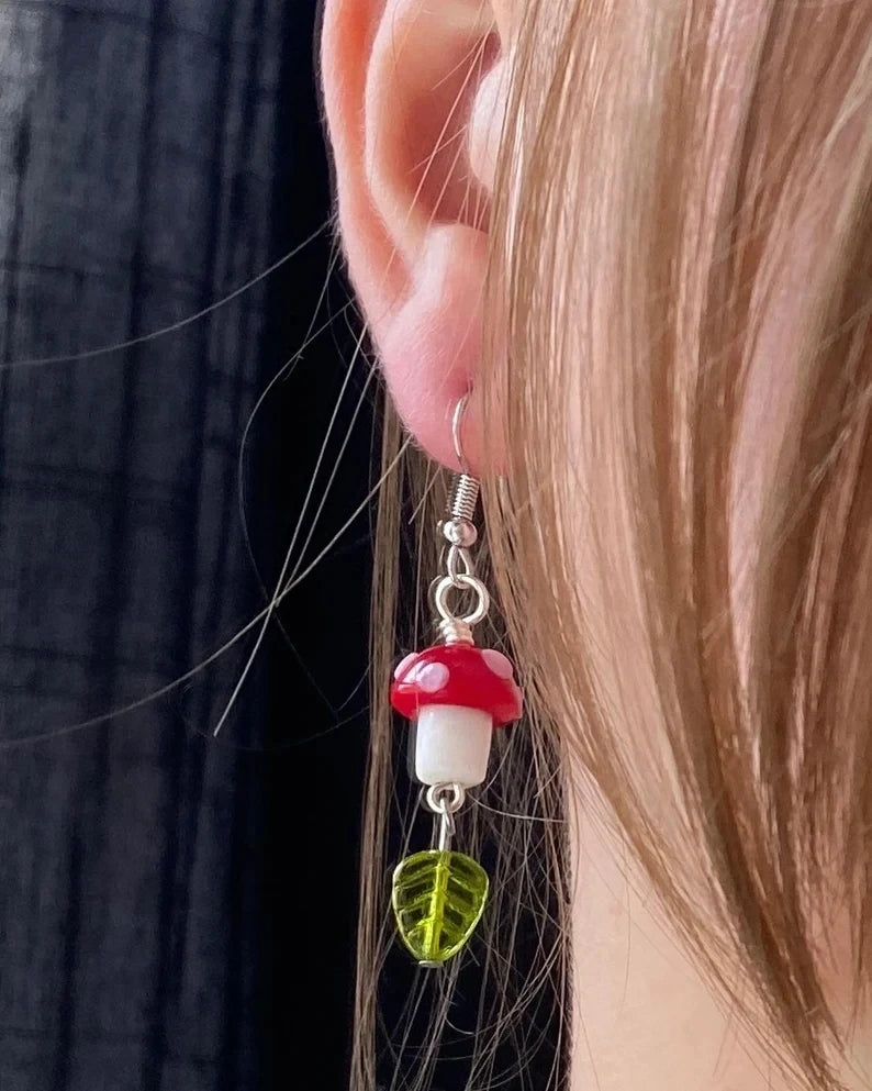 Mystical Mushroom dangle Earrings Cute women 2022 trending earrings fashion