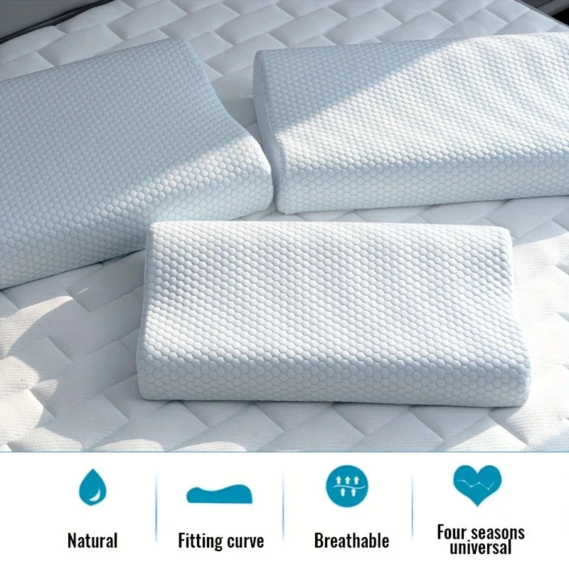 1pc Cooling Memory Foam Pillow - Orthopedic Cervical Support, Breathable Viscose Fabric Cover