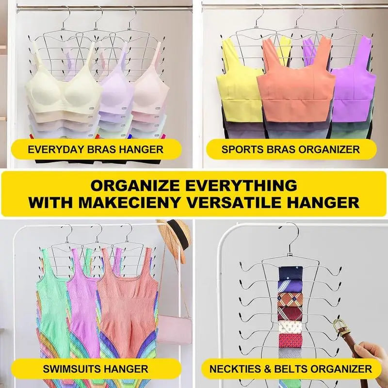 Foldable Mental Bra Hanger 8-layer Bra Hanger Sports Bra Hanger Space Saving Non-Slip Rotatable Sport Bras Holder for Closet