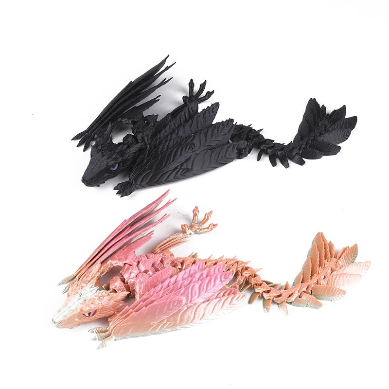 3D Printed Dragon Feathered Wyvern Dragon Articulated Fidget Dragon Home Office Decor Desktop Pet Desk Toy