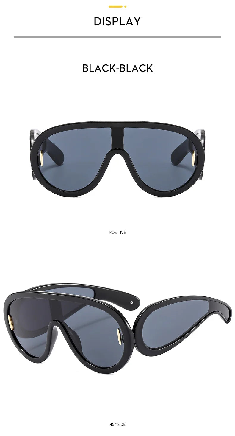 SHAUNA Oversized Women Goggle Sunglasses Trending Men One-Piece Mirror Shades UV400