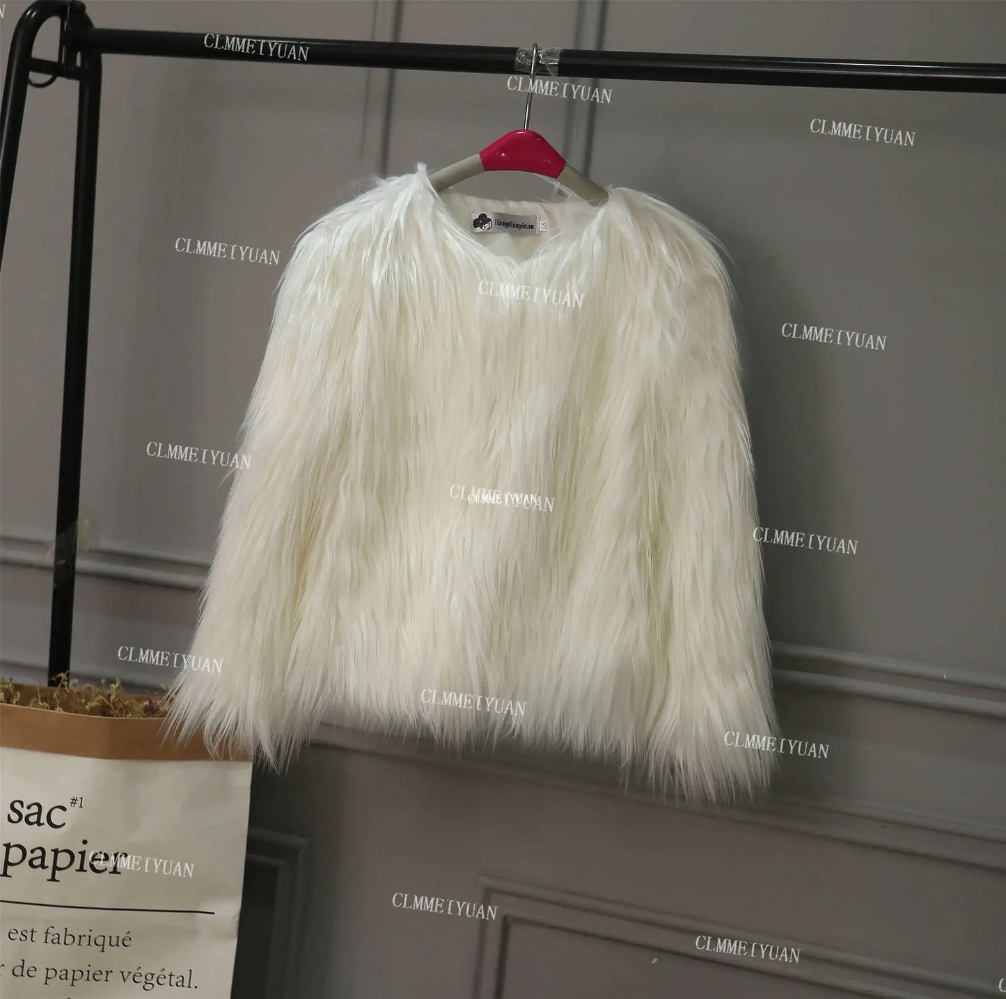 Fur Coat Children Girl Autumn Winter New Solid Color Round Neck Warm Go with Everything  Fashion Casual Brief Active
