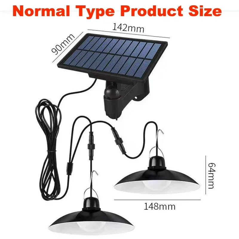 Solar Pendant Lamp Outdoor Waterproof Chandelier Light Hanging Shed LED Decorations with Remote Control for Indoor Shed Barn Roo