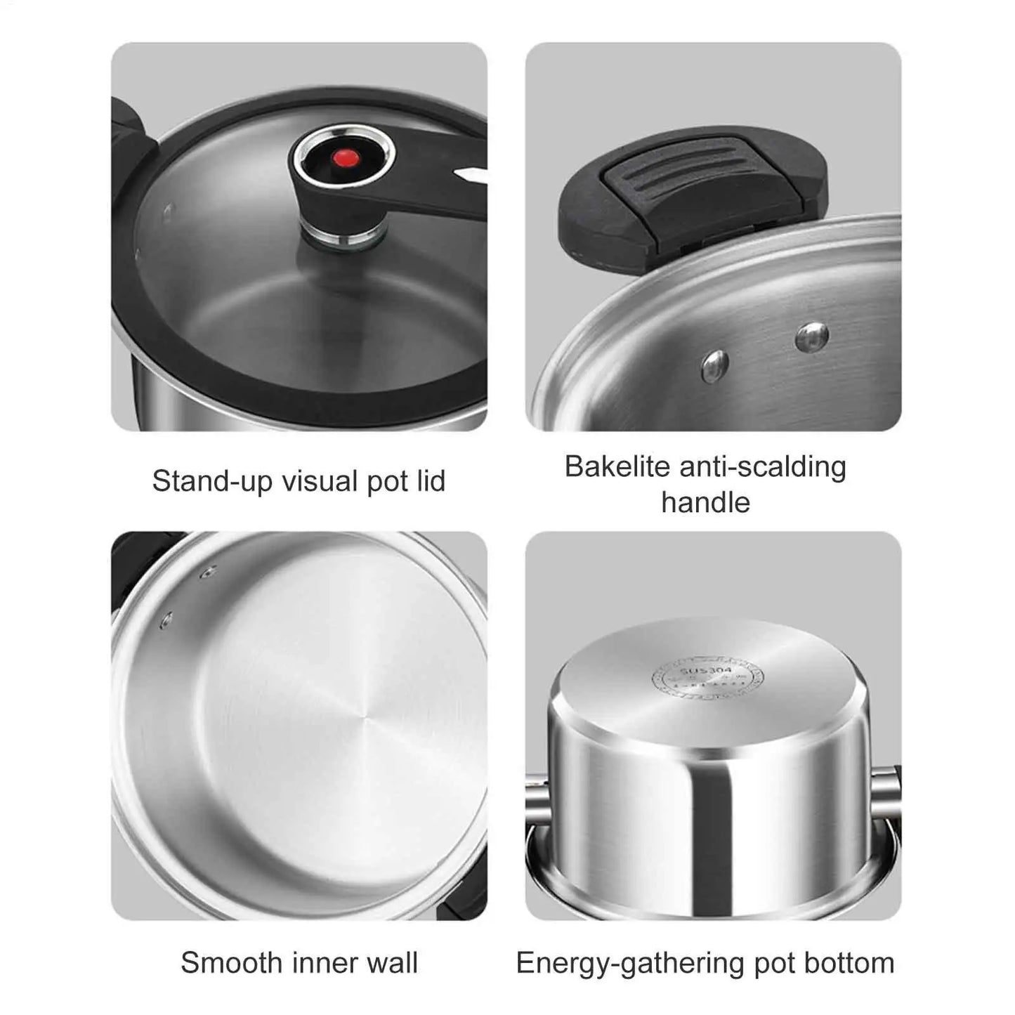 Portable Pressure Cooker Fast Cooking Stew Pot Pressure Cooker Stainless Steel Fast Cooking Multifunctional Kitchen Accessories