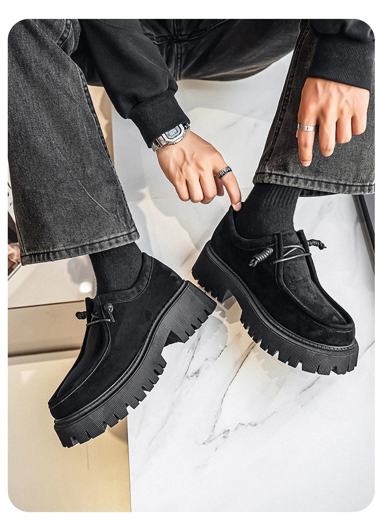 Men's Shoes 2025 Autumn New Style High-heel Thick-soled Loafers, Durable and Retro Casual Shoes, Everyday Street Trend Sneakers