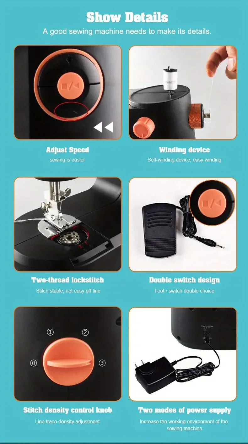 High End Household Small Electric Sewing Machines for Clothing Sewing Tools Portable Electric Sewing and Edge Locking Machines