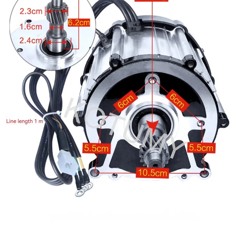 KOTUMY 48V 60V 72V 1500W 1800W Brushless Motor Without Gearbox Electric Car High Power Water Battery Electric Tricycle Motor