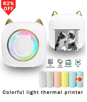 Portable Thermal Printer MINI Wirelessly BT 203dpi Photo Label Memo Wrong Question Printing With USB Cable Imprimante Portable