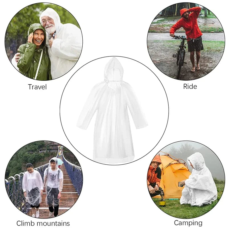Disposable waterproof raincoat, outdoor hiking and mountaineering emergency multi-color transparent portable adult raincoat