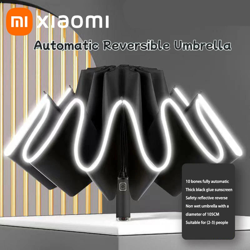 Xiaomi Umbrella Windproof Strong With Reflective Stripe Reverse Automatic Fold Umbrella UV Umbrella Insulation Portable Parasol