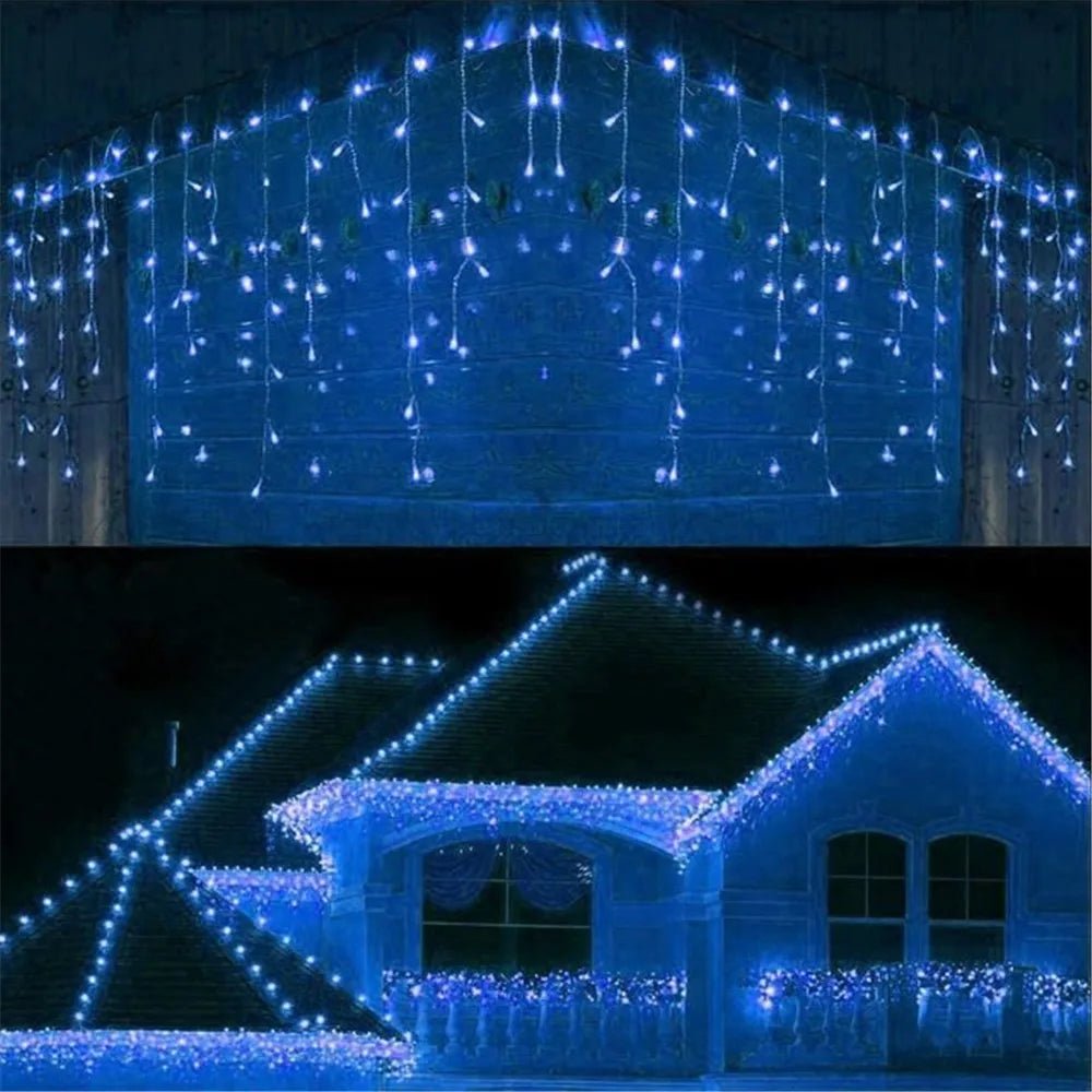 Christmas Lights Waterfall Outdoor Decoration 4M Droop 0.4-0.6m Led Lights Curtain String Lights Party Ggarden Eaves Decoration