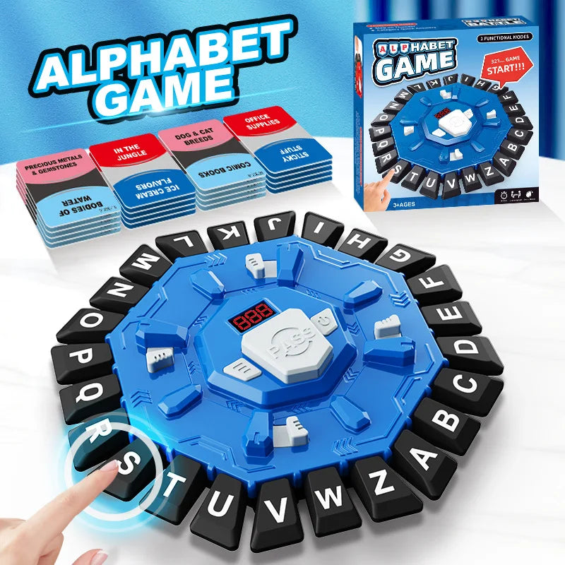 Alphabet Board Game Puzzle Word Game Family Board Game with Digital Display Timer and 2 Categories Modes Fun Fast-Paced for Part
