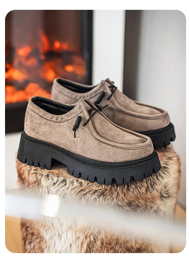 Men's Shoes 2025 Autumn New Style High-heel Thick-soled Loafers, Durable and Retro Casual Shoes, Everyday Street Trend Sneakers