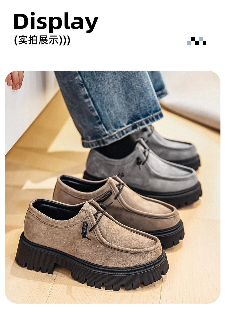 Men's Shoes 2025 Autumn New Style High-heel Thick-soled Loafers, Durable and Retro Casual Shoes, Everyday Street Trend Sneakers