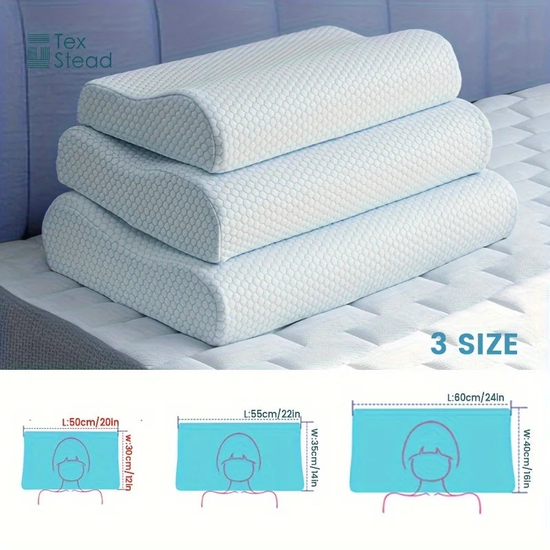 1pc Cooling Memory Foam Pillow - Orthopedic Cervical Support, Breathable Viscose Fabric Cover