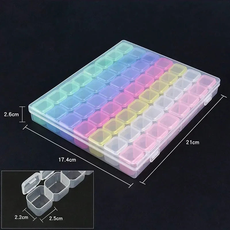 1PC 28/56Girds Clear Storage Box Square Compartment Organizers Plastic Storage Beads Jewelry Case Home Goods Storage Container