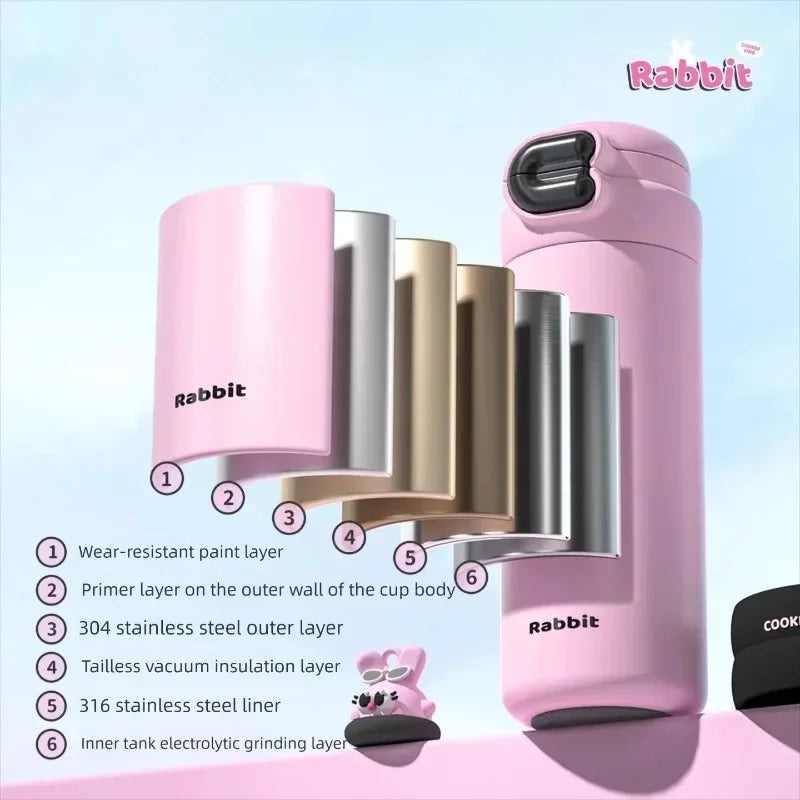 COOKER KinG in Stock 500ML Insulated Cup Stainless Steel Straw Cup for Children Leak-Proof Thermal Flask Portable Travel Tumbler