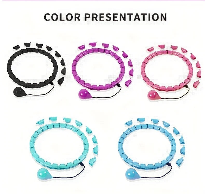 24 Section Adjustable Smart Weighted Sport Hoop Weight Loss Massager Abdomen Thin Waist Fitness Ring Indoor Fitness Equipment