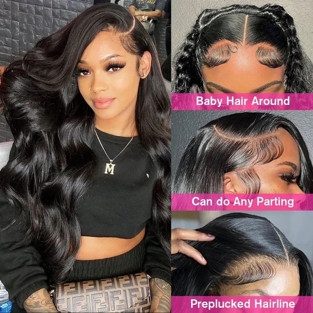 Lafino 200% Density Body Wave Lace Front Wig 13x6 Loose Body Wave 13x4 Lace Front Wigs Black Wig Human Hair 40 Inch Brazilian