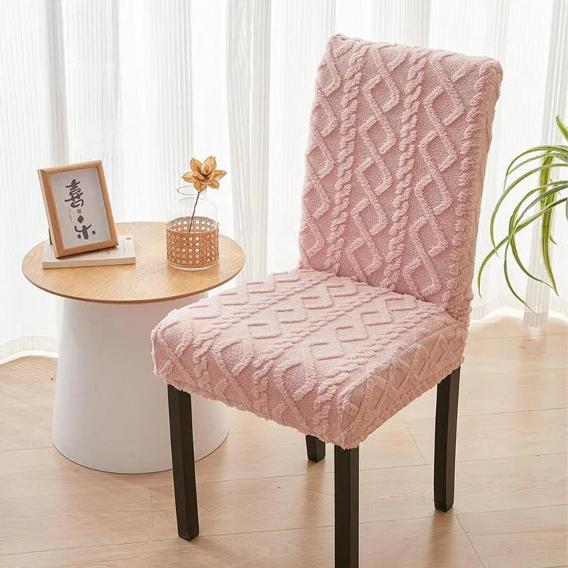 Thick Dining room Chair Cover Jacquard Plush Stretch Chair Slipcovers Solid Color Office Chairs Covers for Living Room Wedding