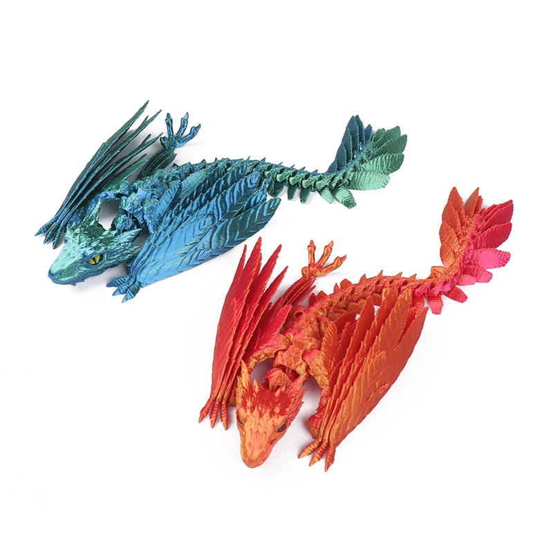 3D Printed Dragon Feathered Wyvern Dragon Articulated Fidget Dragon Home Office Decor Desktop Pet Desk Toy