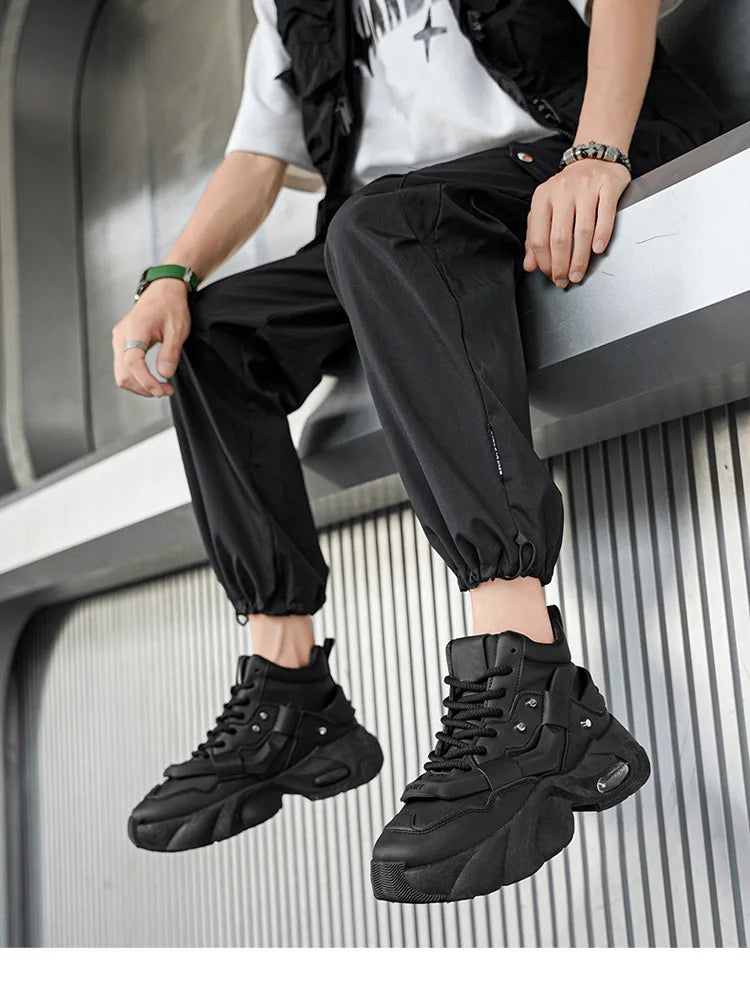Shoes for Men High Quality Platform Sneaker Fashion High-top Leather Sports Men Shoes Thick-soled Casual Shoes Zapatillas Hombre