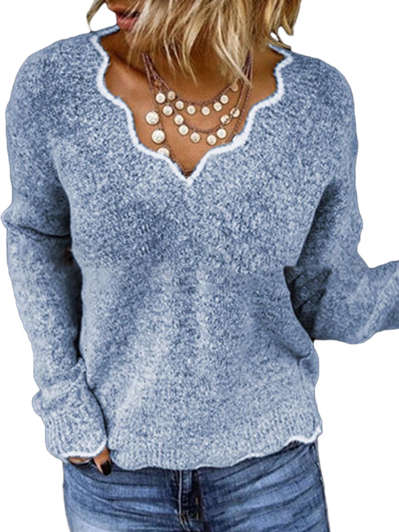 Women's Sweaters Autumn Winter Fashion Comfortable 2025 Plain Knitwear Asymmetrical Long Sleeve V-Neck Daily Sweaters