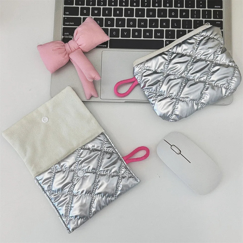 Silver Lingge Bow Pattern  Coin Purses Small Canvas Coin Wallet Lady Girls Earphone Coin Key Money Storage Bag Zipper Pouch