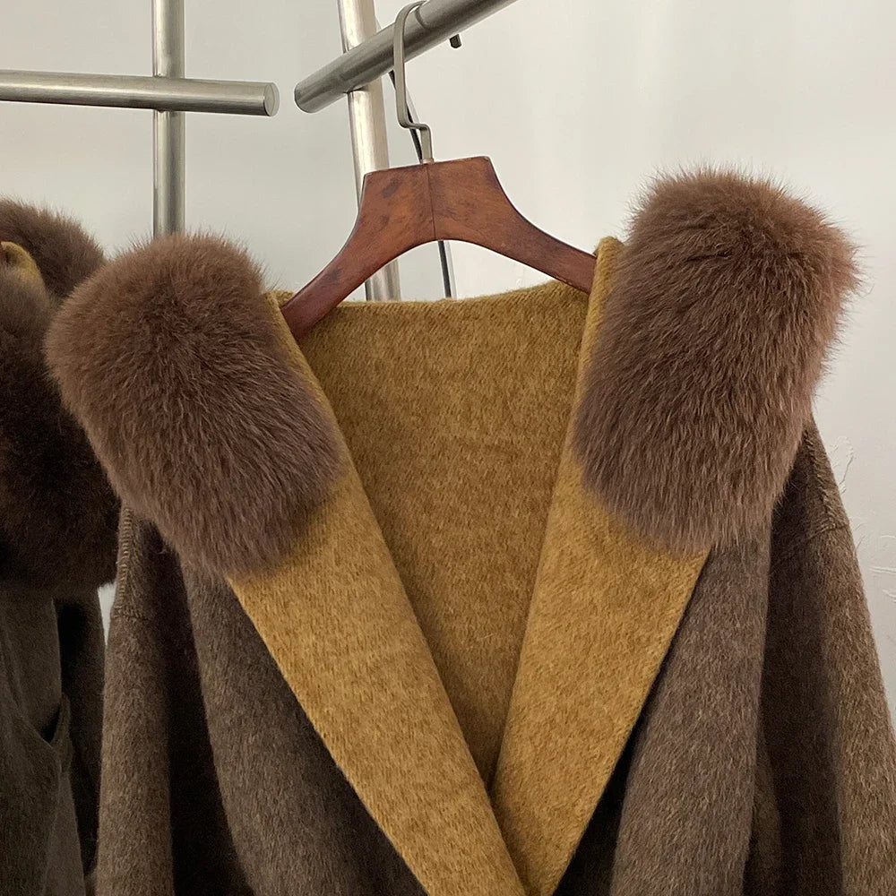 Real Fur Wool Coat Women Clothing Hooded Autumn Winter Commute Fur Coat 2025 Fashion Clothes Lady Raccoon Fur Woolen Jacket