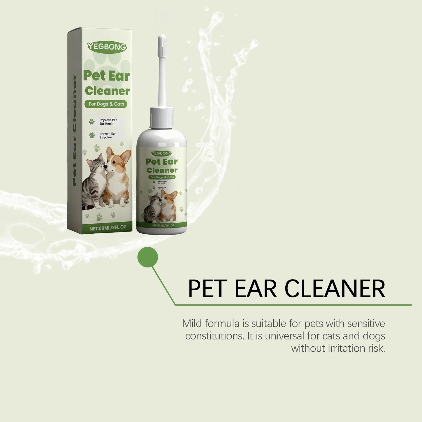 Universal Pet Ear Care Drops (Cats & Dogs) - Gentle Cleansing, Odor Removal. Daily Nourishment & Ear Care for Pets
