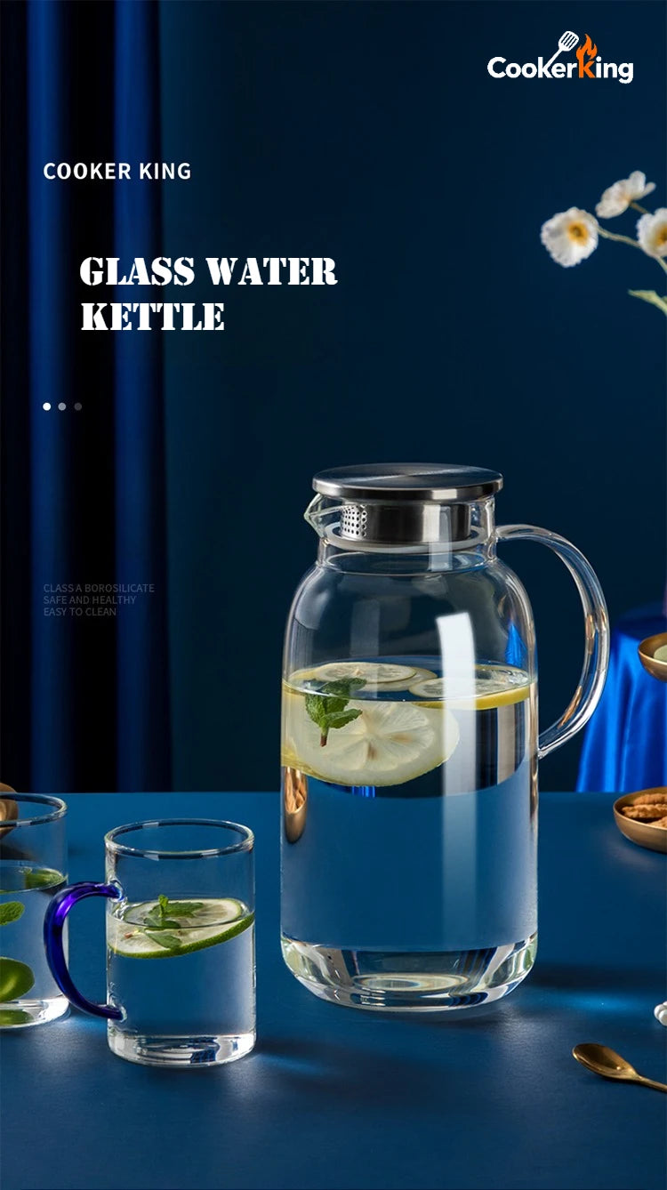 COOKER KING 1.8/2.5L Glass Water Kettle High Borosilicate Glass Large Capacity Teapot High Temperature Resistance Office Use