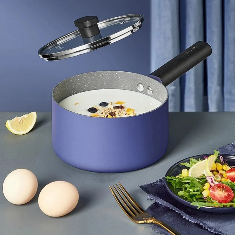 COOKER KING Spot Goods 16cm Milk Pot Medical Stone Coating Soup Pot Stainless Steel Cooking Noodles Stew Pot Boiling Congee Pan